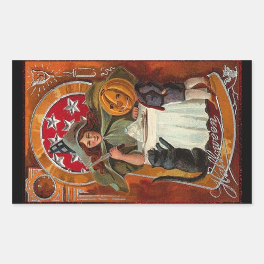  Halloween Witch Casting Spell met hand Rechthoekige Sticker (Voorkant)