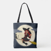 Halloween Witch, Cat and Moon Tote Bag (Achterkant)