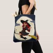 Halloween Witch, Cat and Moon Tote Bag (Dichtbij)