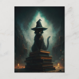 Halloween Witch Cat Briefkaart