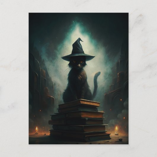 Halloween Witch Cat Briefkaart (Voorkant)
