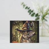 Halloween Witch Cat Briefkaart (Staand voorkant)