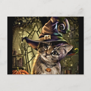 Halloween Witch Cat Briefkaart