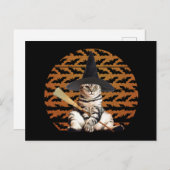 Halloween Witch Cat Briefkaart (Voorkant / Achterkant)