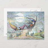 Halloween Witch Cat Briefkaart beroemd gemaakt doo (Voorkant / Achterkant)