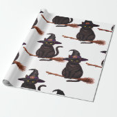 Halloween Witch Cat Cadeaupapier (Uitgerold)