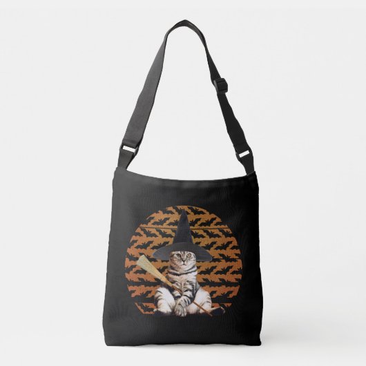 Halloween Witch Cat Crossbody Tas (Voorkant)