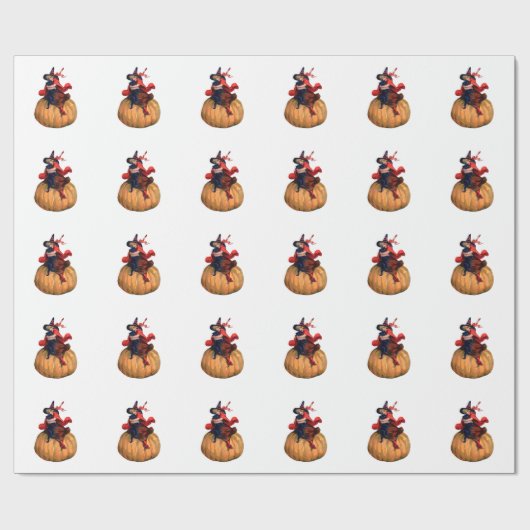 Halloween Witch, Cat en Pumpkin Cadeaupapier (Vlak)