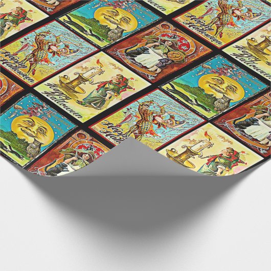  Halloween Witch Cat en Pumpkin Cadeaupapier (Hoek)