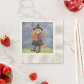 Halloween Witch Cat en Pumpkin Kat Servetten (Insitu)