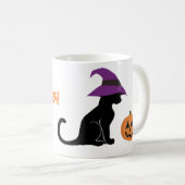 Halloween Witch Cat en Pumpkin Koffiemok (Voorkant rechts)
