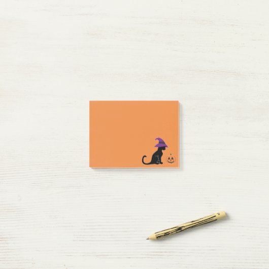 Halloween Witch Cat en Pumpkin Post-it® Notes (Op bureau)