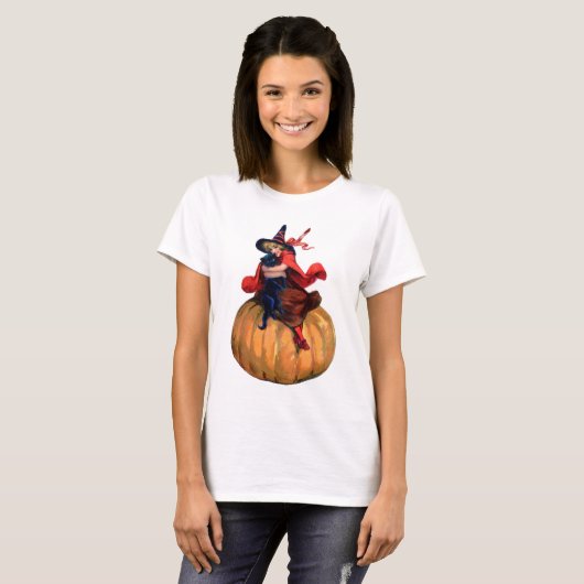  Halloween Witch, Cat en Pumpkin T-shirt (Voorkant volledig)
