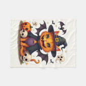 Halloween Witch Cat Fleece Deken (Voorkant (Horizontaal))