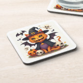 Halloween Witch Cat Hard plastiek onderzetter (Linkerzijde)