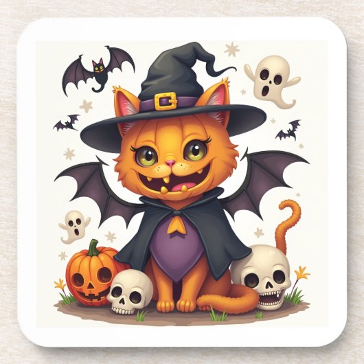 Halloween Witch Cat Hard plastiek onderzetter (Voorkant)