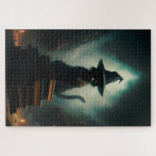 Halloween Witch Cat Legpuzzel (Horizontaal)