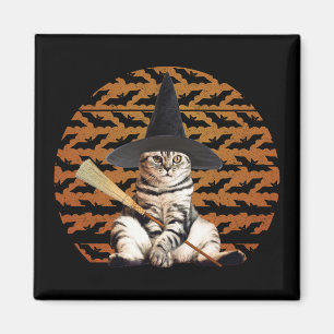 Halloween Witch Cat Magneet