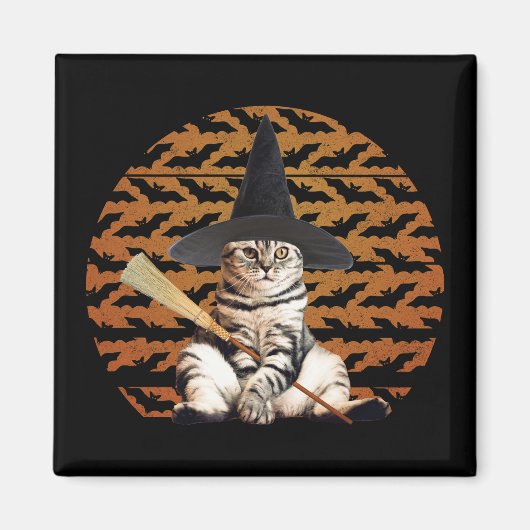 Halloween Witch Cat Magneet (Voorkant)