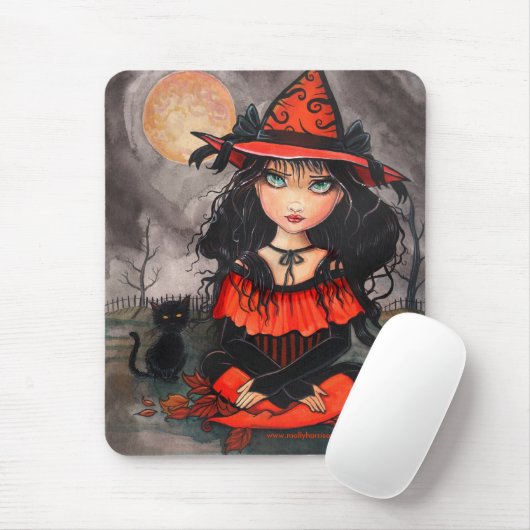 Halloween Witch Cat Mousepad Muismat (Met muis)