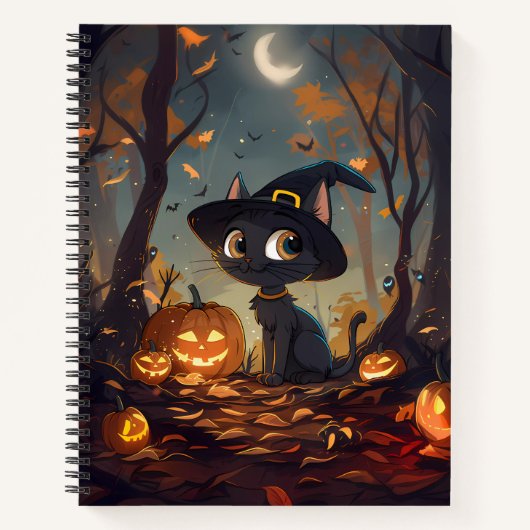Halloween Witch Cat Notitieboek (Voorkant)