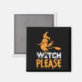 Halloween Witch Cat Please Birthday Magneet (Voorkant / Achterkant)
