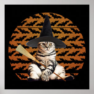 Halloween Witch Cat Poster