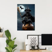 Halloween Witch Cat Poster (Close-up versie) (Thuiskantoor)