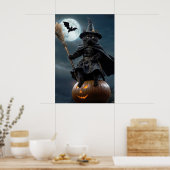 Halloween Witch Cat Poster (Close-up versie) (Keuken)