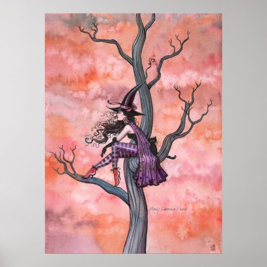 Halloween Witch Cat Poster van Molly Harrison (Voorkant)