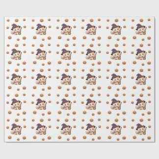 Halloween Witch Cat Pumpkin Pattern Cadeaupapier