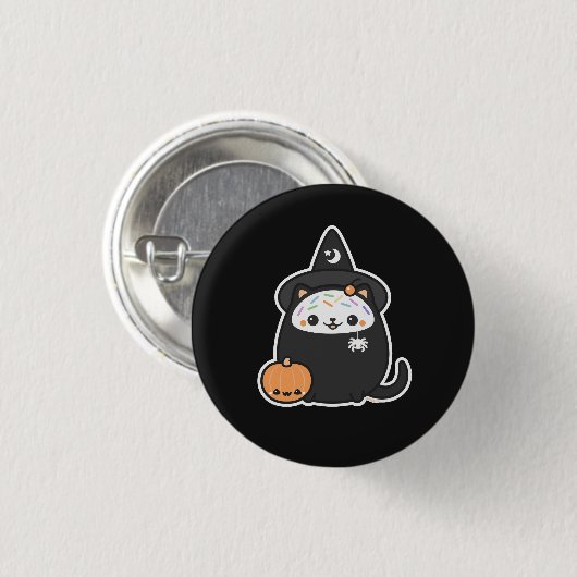 Halloween Witch Cat Ronde Button 3,2 Cm (Voorkant /achterkant)