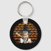 Halloween Witch Cat Sleutelhanger (Voorkant)