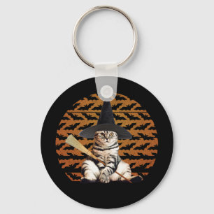 Halloween Witch Cat Sleutelhanger