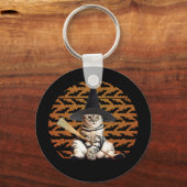 Halloween Witch Cat Sleutelhanger (Voorkant)