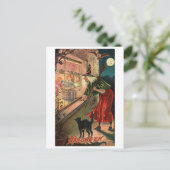 Halloween Witch, Cat Staring in Window Briefkaart (Staand voorkant)