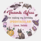 Halloween Witch Cat Verjaardag Party Sticker (Voorkant)