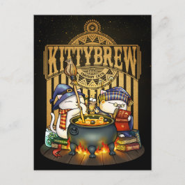Halloween Witch Cats Kat Brew Feestdagenkaart