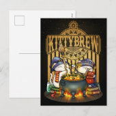 Halloween Witch Cats Kat Brew Feestdagenkaart (Voorkant / Achterkant)