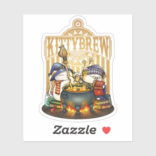 Halloween Witch Cats Kat Brew Sticker (Vel)