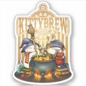 Halloween Witch Cats Kat Brew Sticker (Voorkant)