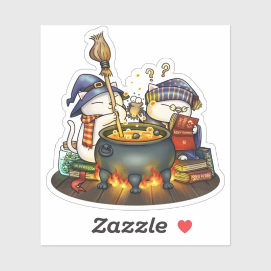 Halloween Witch Cats Kat Brew Sticker (Vel)