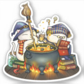 Halloween Witch Cats Kat Brew Sticker (Voorkant)