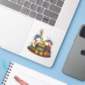 Halloween Witch Cats Kat Brew Sticker (Laptop met iPhone)