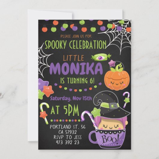 Halloween Witch Cauldron Birthday Uitnodiging  (Voorkant)