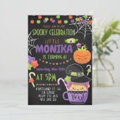 Halloween Witch Cauldron Birthday Uitnodiging  (Staand voorkant)