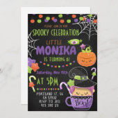 Halloween Witch Cauldron Birthday Uitnodiging  (Voorkant / Achterkant)