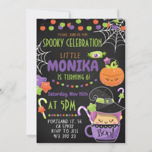 Halloween Witch Cauldron Birthday Uitnodiging 