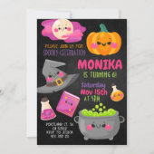 Halloween Witch Cauldron Birthday Uitnodiging (Voorkant)