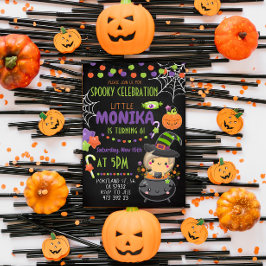 Halloween Witch Cauldron Birthday Uitnodiging